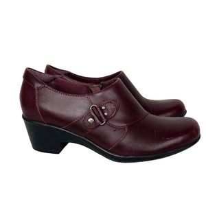 Clarks Women's Genette Vista Boot Size 9 Block Heel Shootie Burgundy Leather